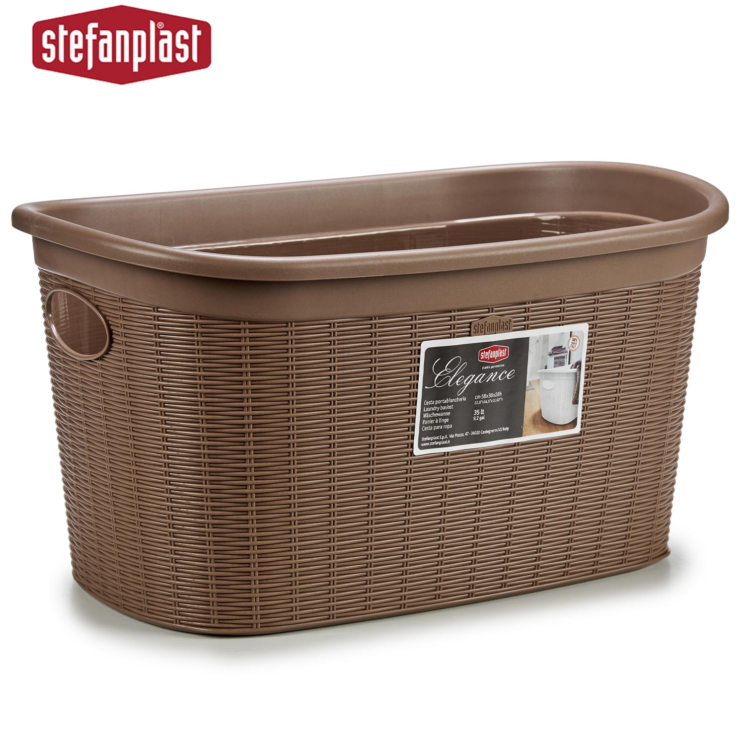Cesto Para Ropa Sucia Stefanplast Elegance - Color Marrón, 36 Litros, Medidas 28,5 X 39 X 54 Cm