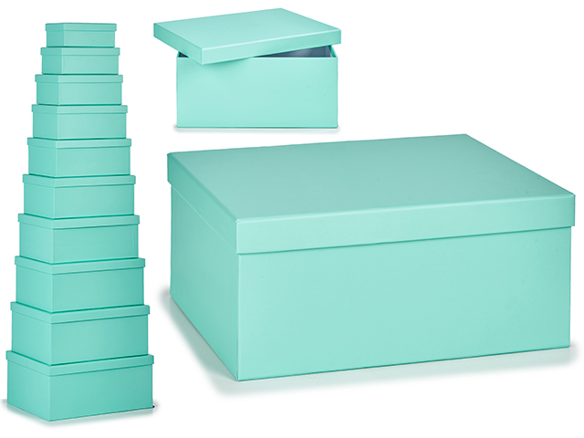 Set 10 cajas carton azul pastel