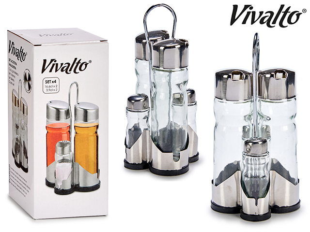 Set aceitera acero 4 piezas