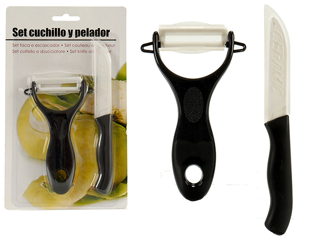 Set pelador y cuchillo plastico negro