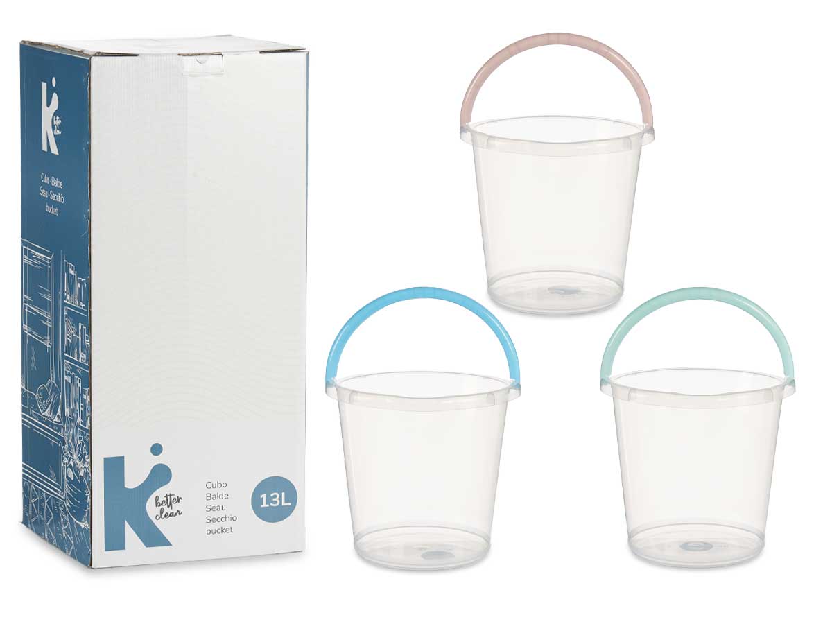 Cubo agua transparente 13l con asa surt 3 col past - Imagen 3