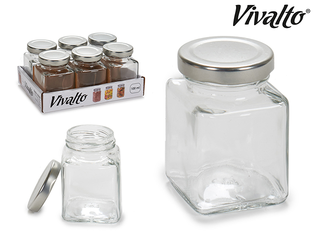 Tarro cuad cristal trans tapa 100 ml