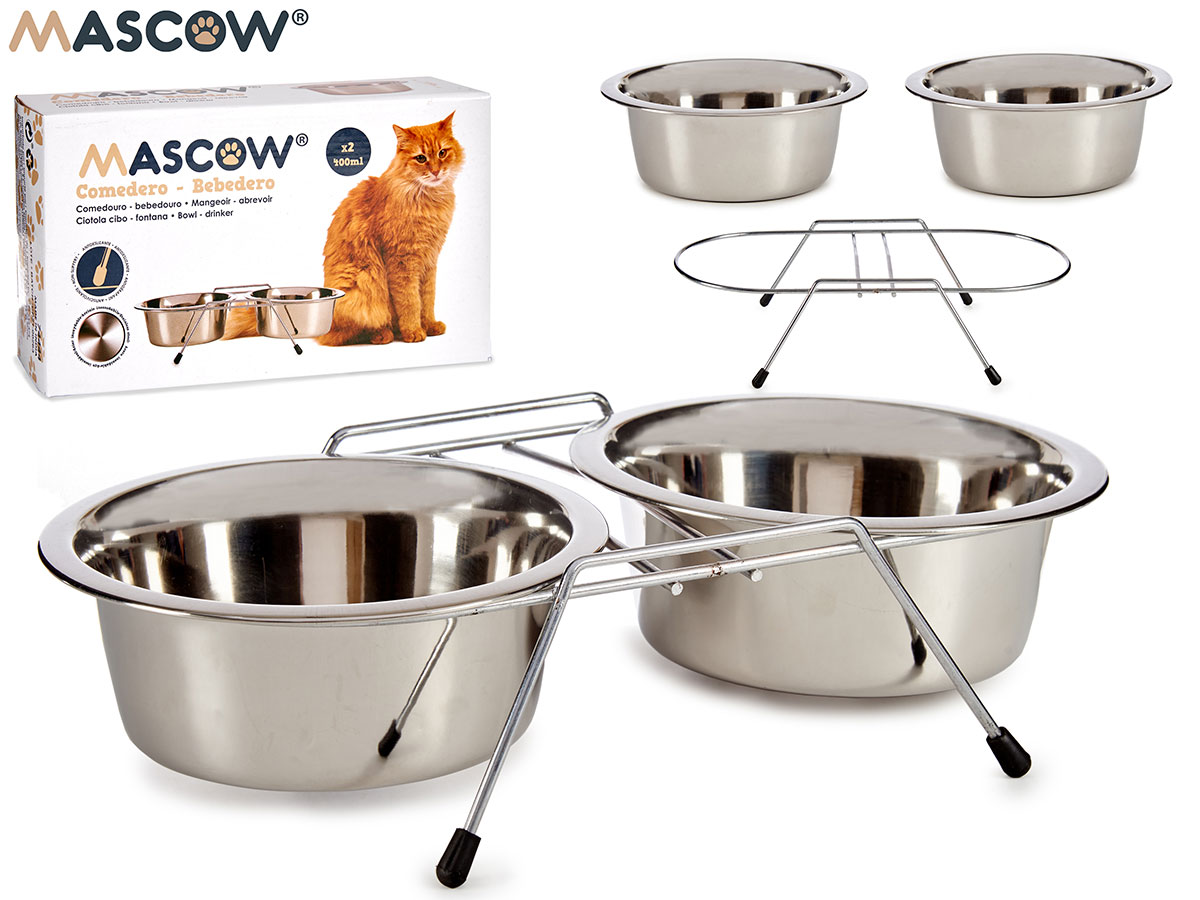 Set 2 comederos acero mascota 400ml
