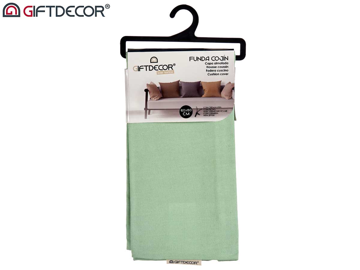 Funda cojin cremallera 60x60 verde - Imagen 3