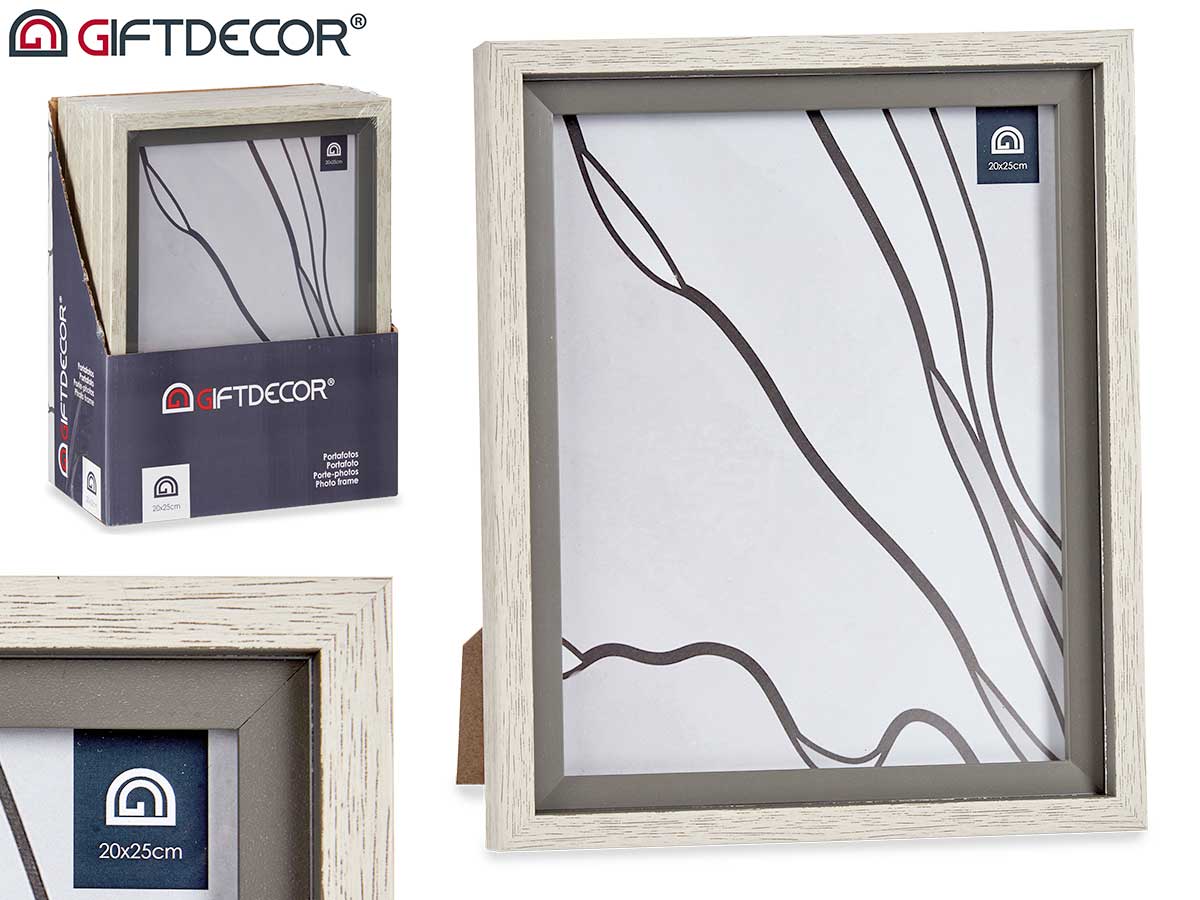 Portafotos natural borde gris 20x25cm