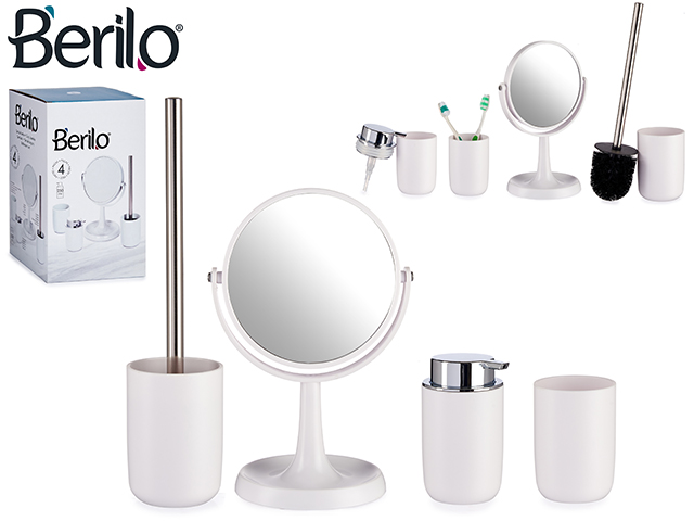 Set 4 piezas articulos de baño blanco