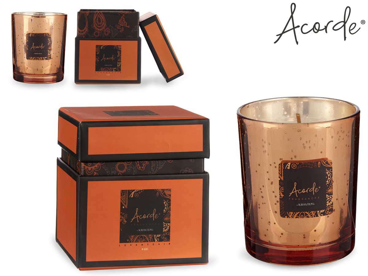 Vela aurantium con caja naranja canela