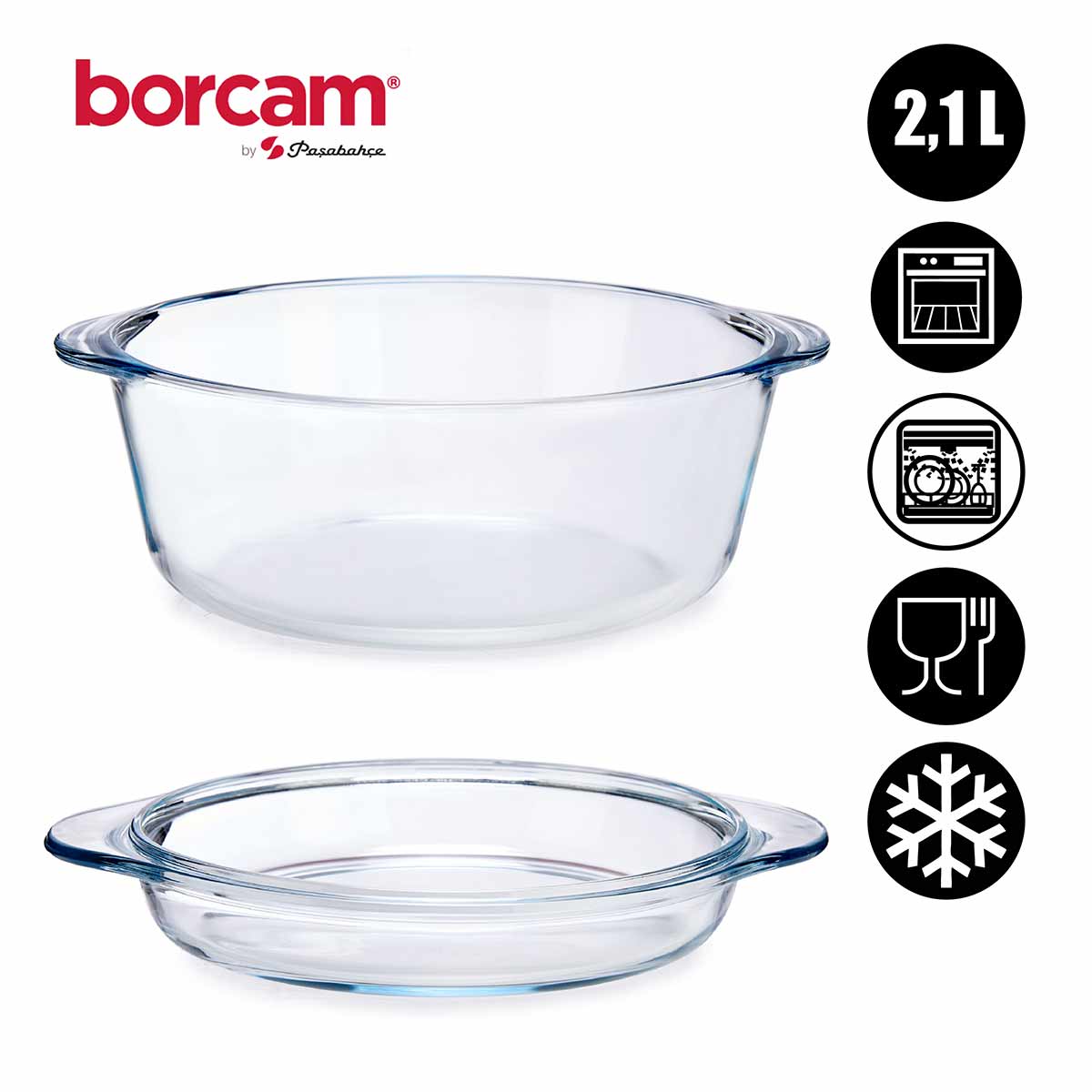 Cacerola con tapa borcam 2100 ml - Imagen 2