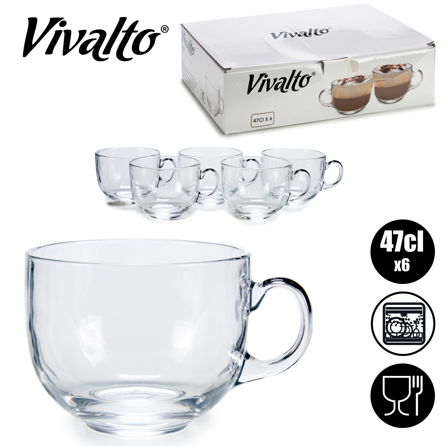 Tazon desayuno cristal con asa jumbo 470ml - Imagen 4