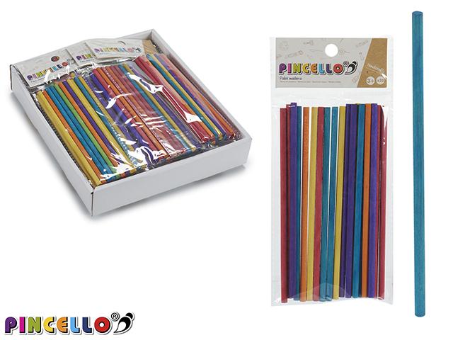 Set 20 palos madera redond manualid col