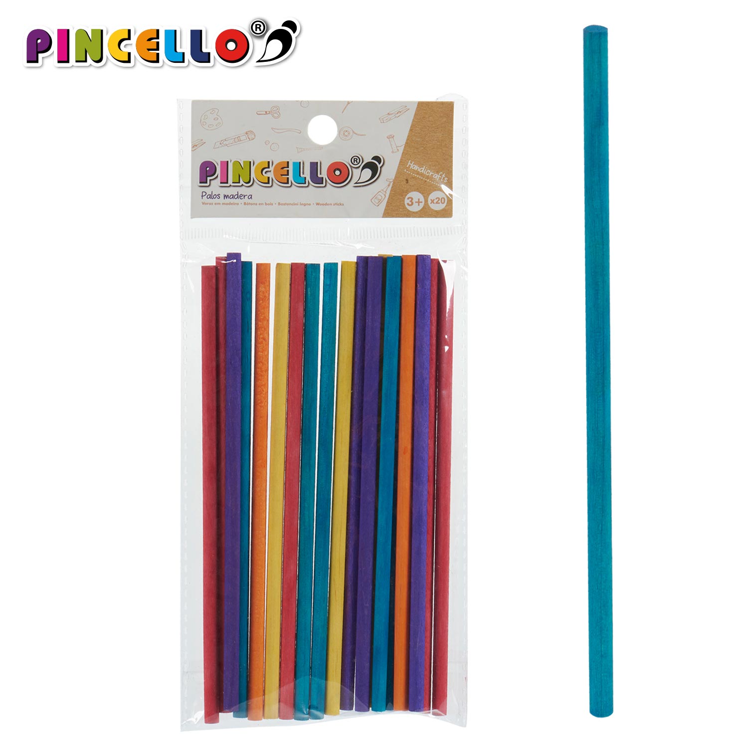 Set 20 palos madera redond manualid col - Imagen 2