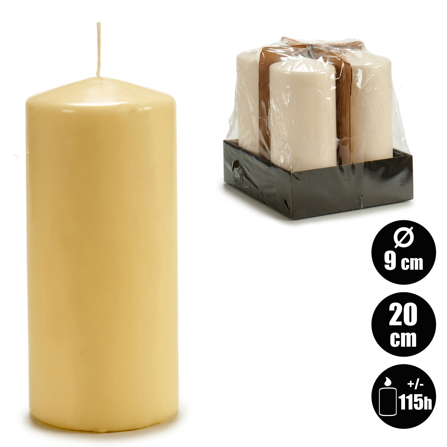 Vela taco crema ancha 20cm - Imagen 4