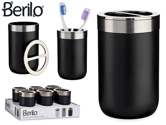 Portacepillos plateado negro