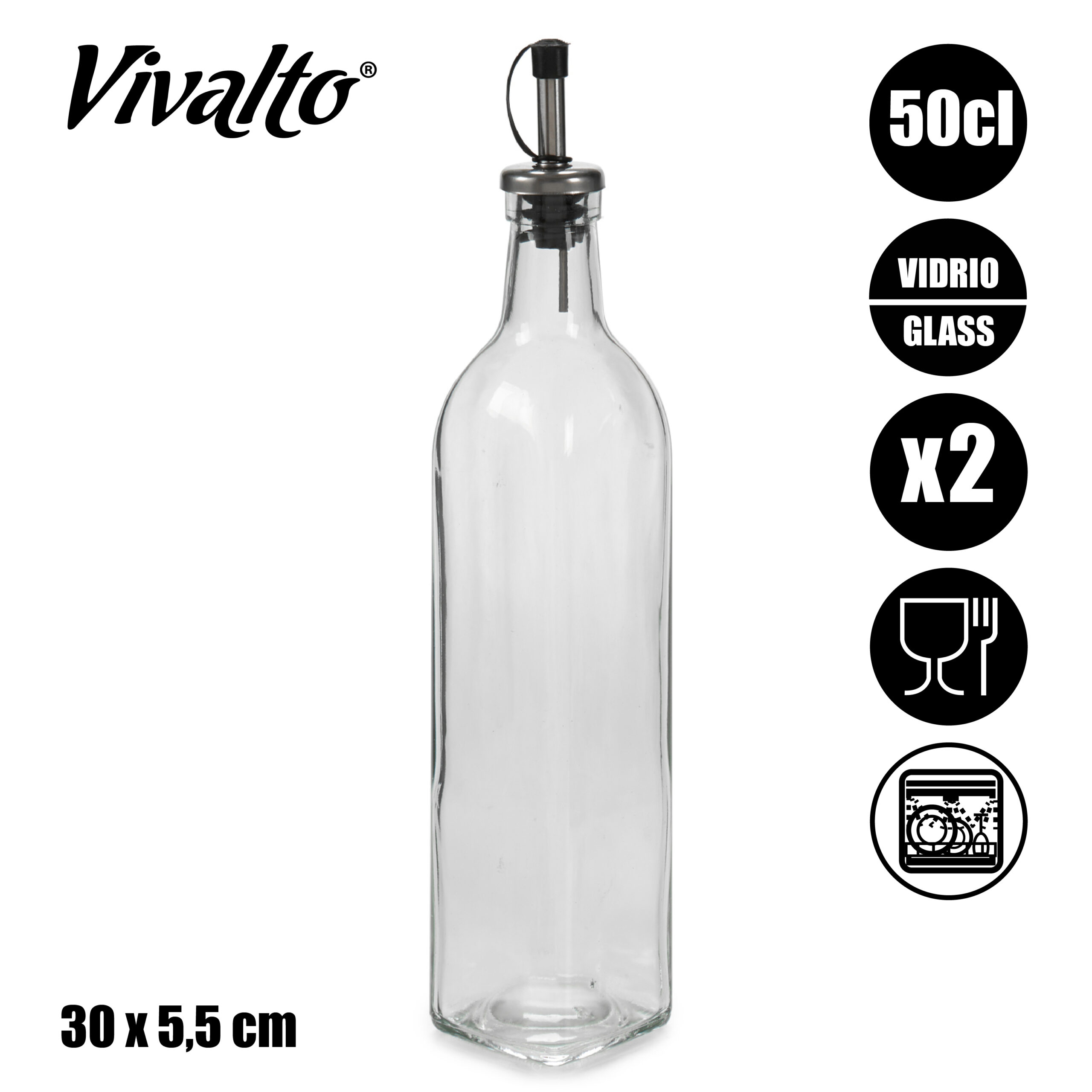 Set aceitera vinagrera cristal 500ml - Imagen 2