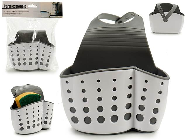 Portaestropajo colgar plastico blan gris