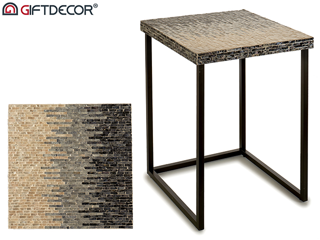 Mesa cuadrada nacar gris degradado 47cm