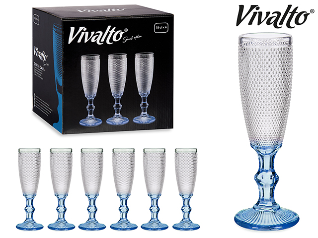 Copa puntos cava pie azul cobalto 180ml