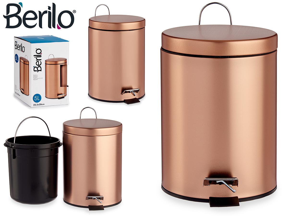 Papelera pedal 5l metal cobre