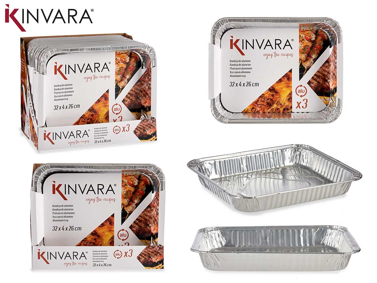 Set 3 bandejas aluminio rectangular gr