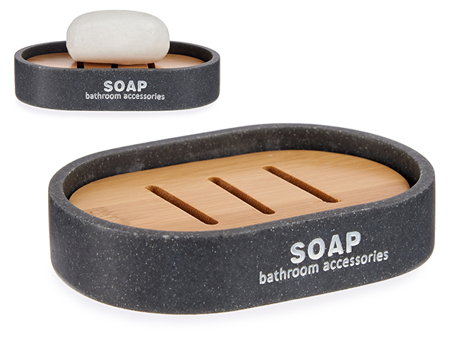 Jabonera baño de resina gris