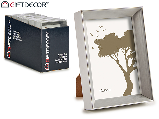 Portafoto plastico moldura plata 10x15cm