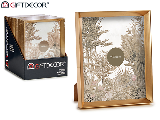 Portafoto plastico moldura oro 20x25cm