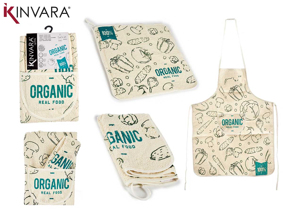 Set delantal paño cocina rizo organic