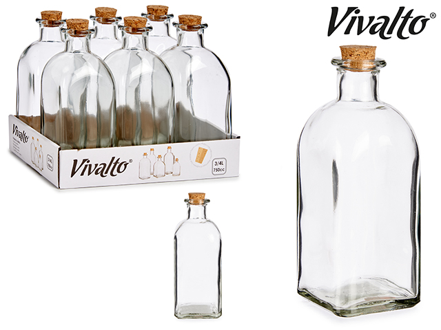 Frasca vidrio 750 ml tapon corcho