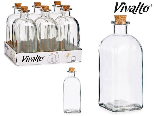 Frasca vidrio 1000ml tapon corcho