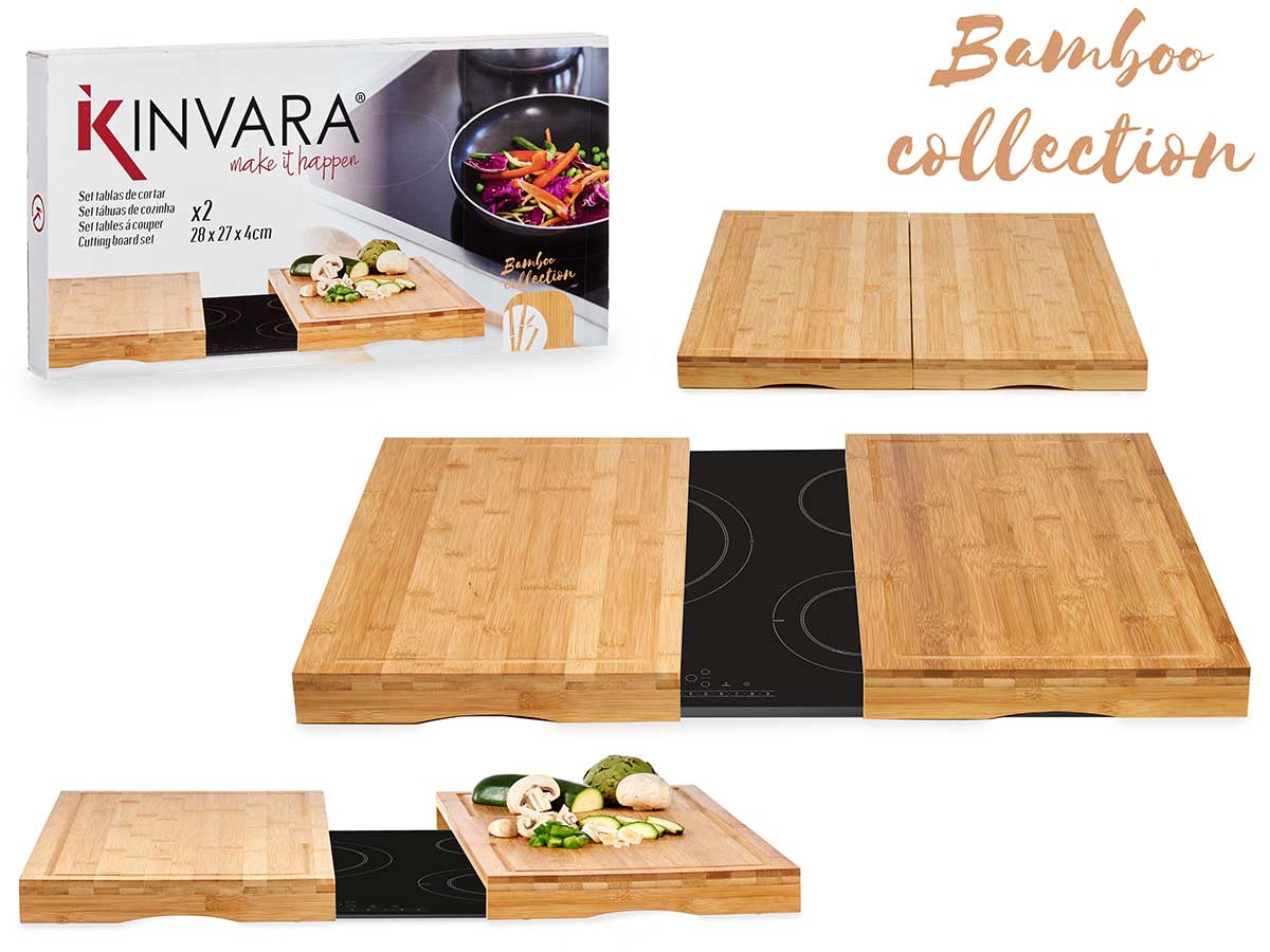 Set 2 tablas bambu vitro cocina 28cm