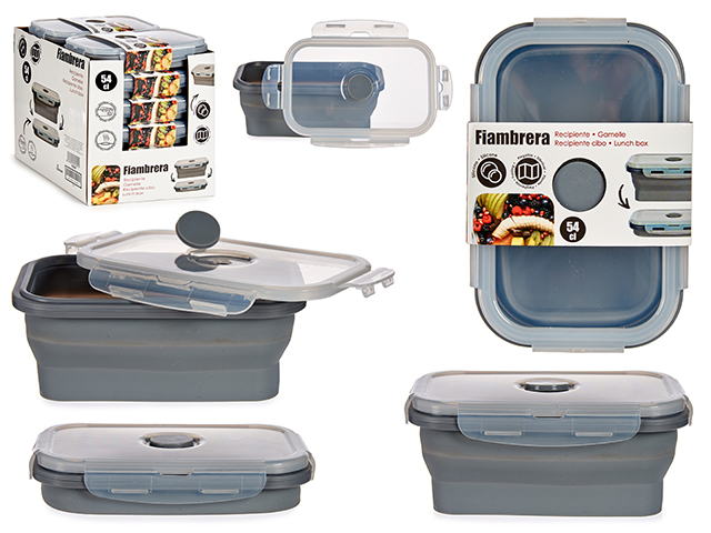 Fiambrera silicona rectangular 540ml antracita