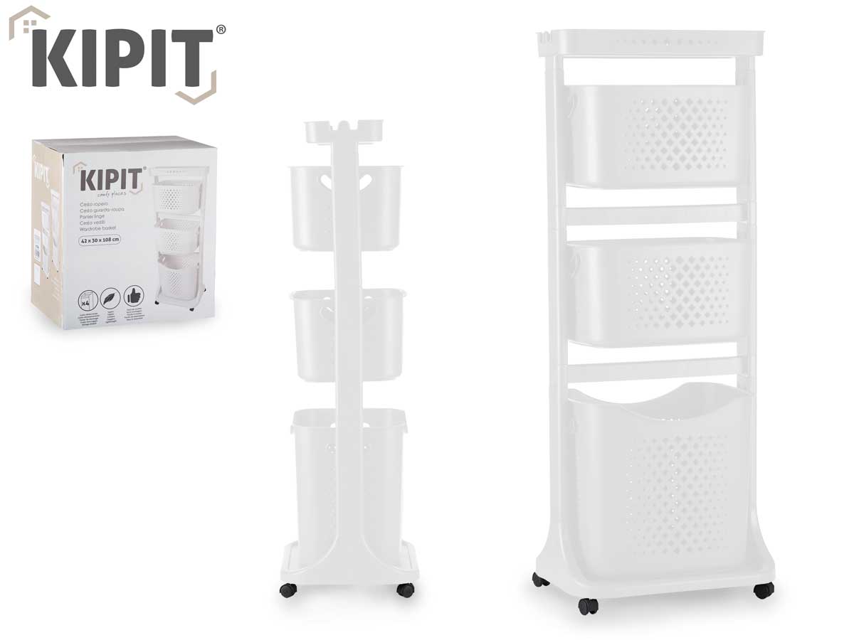 Ropero plastico 3 alturas ruedas blanco