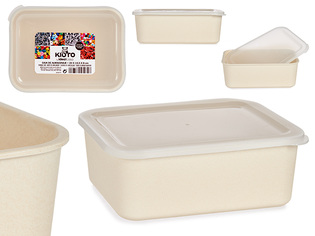 Recipiente grd bambu natural tapa plast 23x16,5x7c