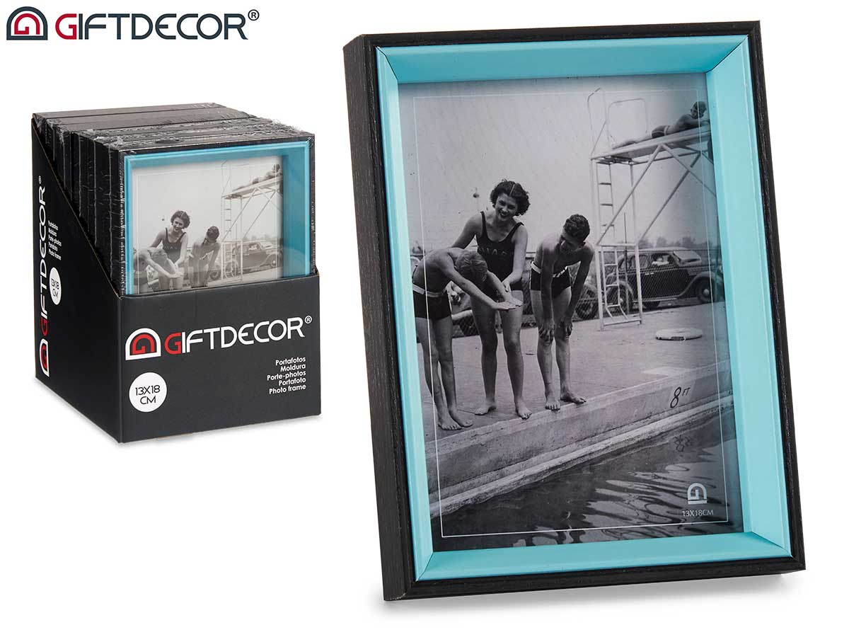 Portafotos madera 13x18 negro y azul