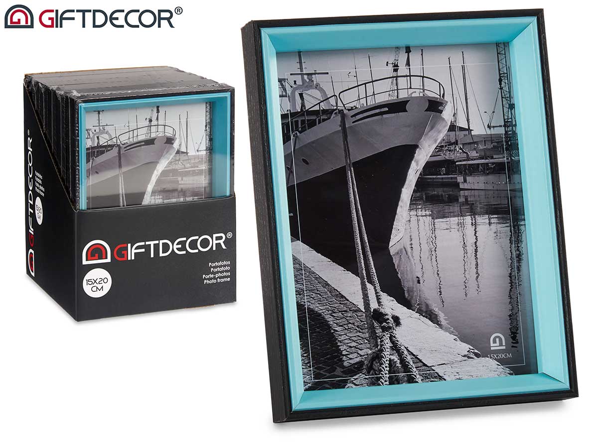 Portafotos madera 15x20 negro y azul