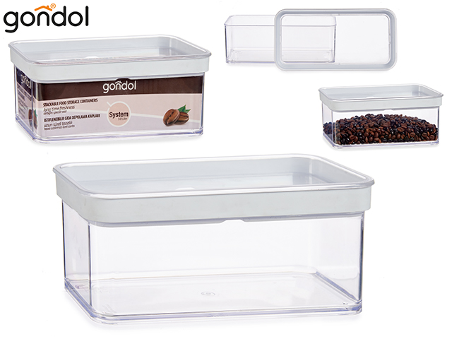 Tarro plastico hermetico rectangular 1,1l