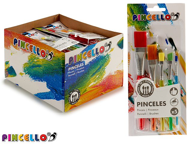Juego 5 pinceles pintura surtido tamaños