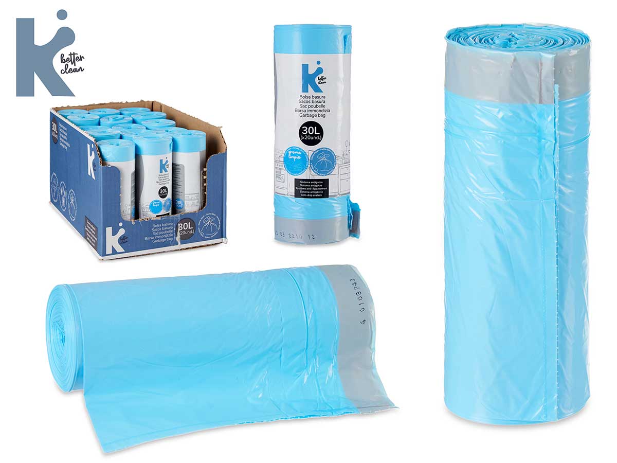 Bolsa basura autocierre perfumada 30l 20uds azul