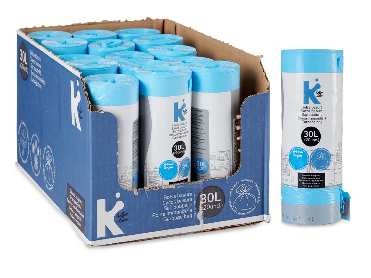 Bolsa basura autocierre perfumada 30l 20uds azul - Imagen 3