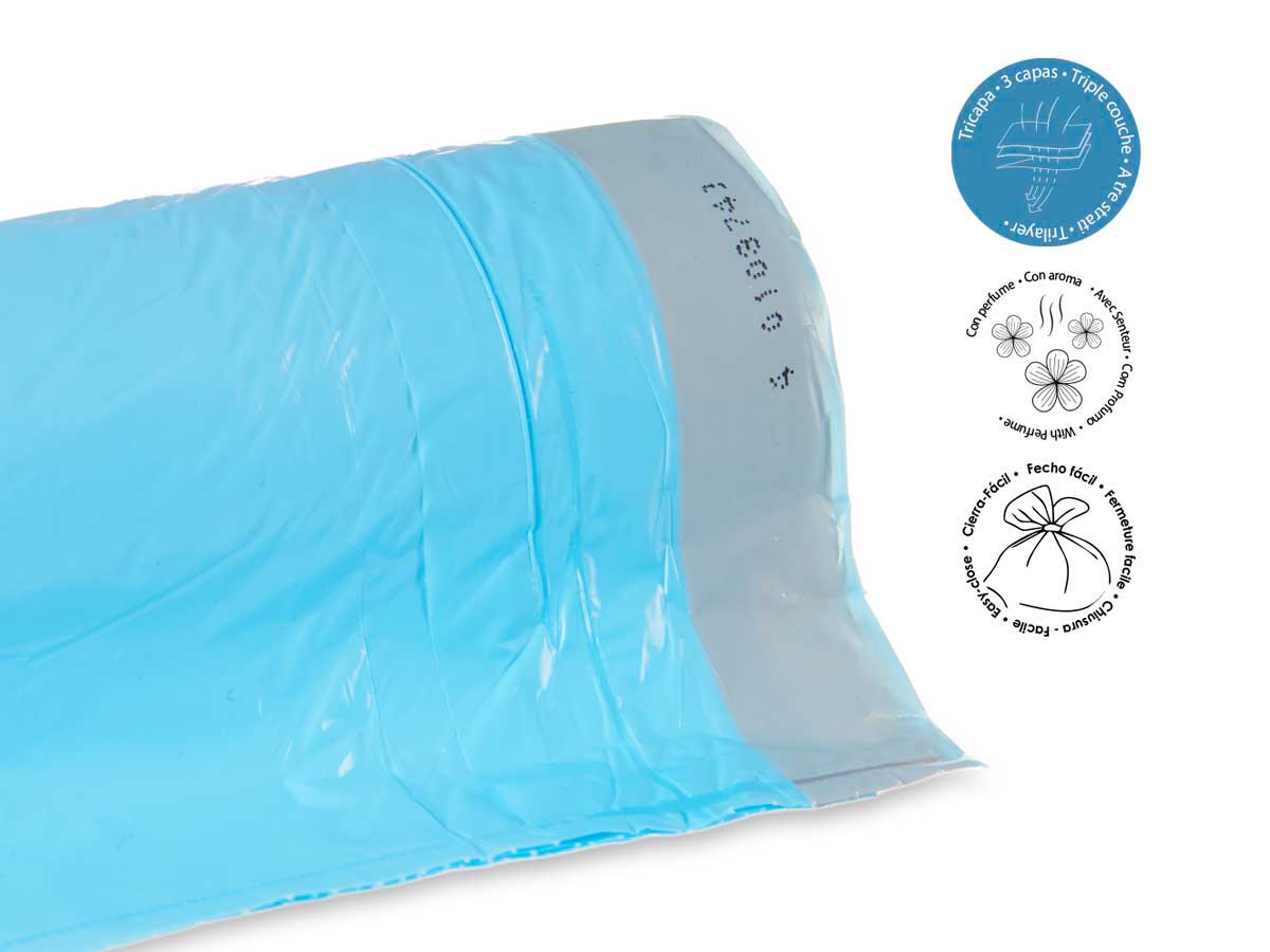 Bolsa basura autocierre perfumada 30l 20uds azul - Imagen 4