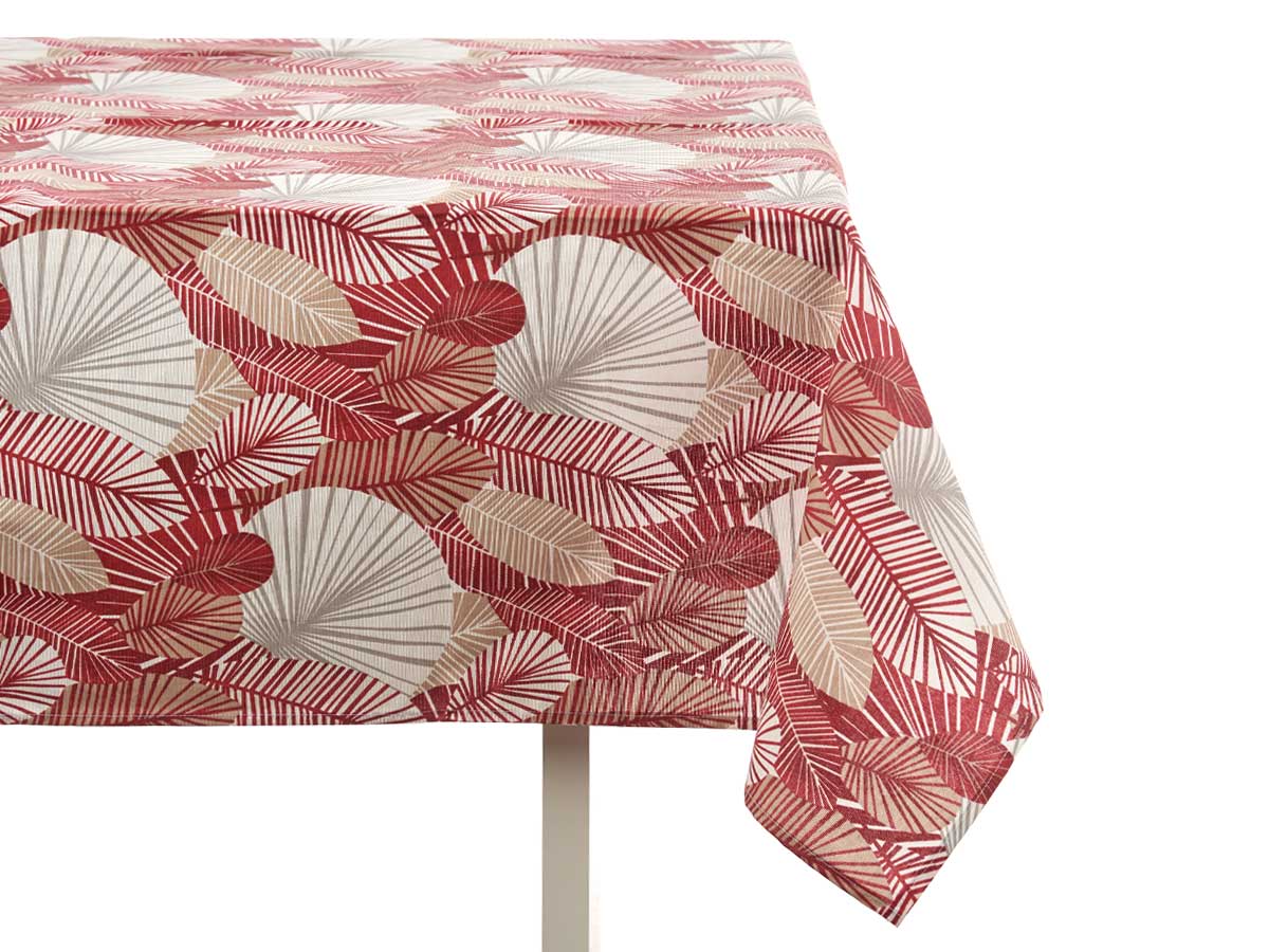 Mantel loneta antimanchas 140x180cm hojas granate - Imagen 2