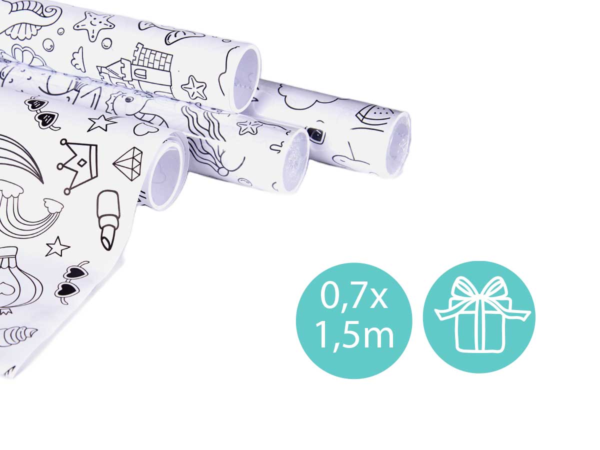 Papel regalo 0,70x1,5m unicornios y sirenas - Imagen 4