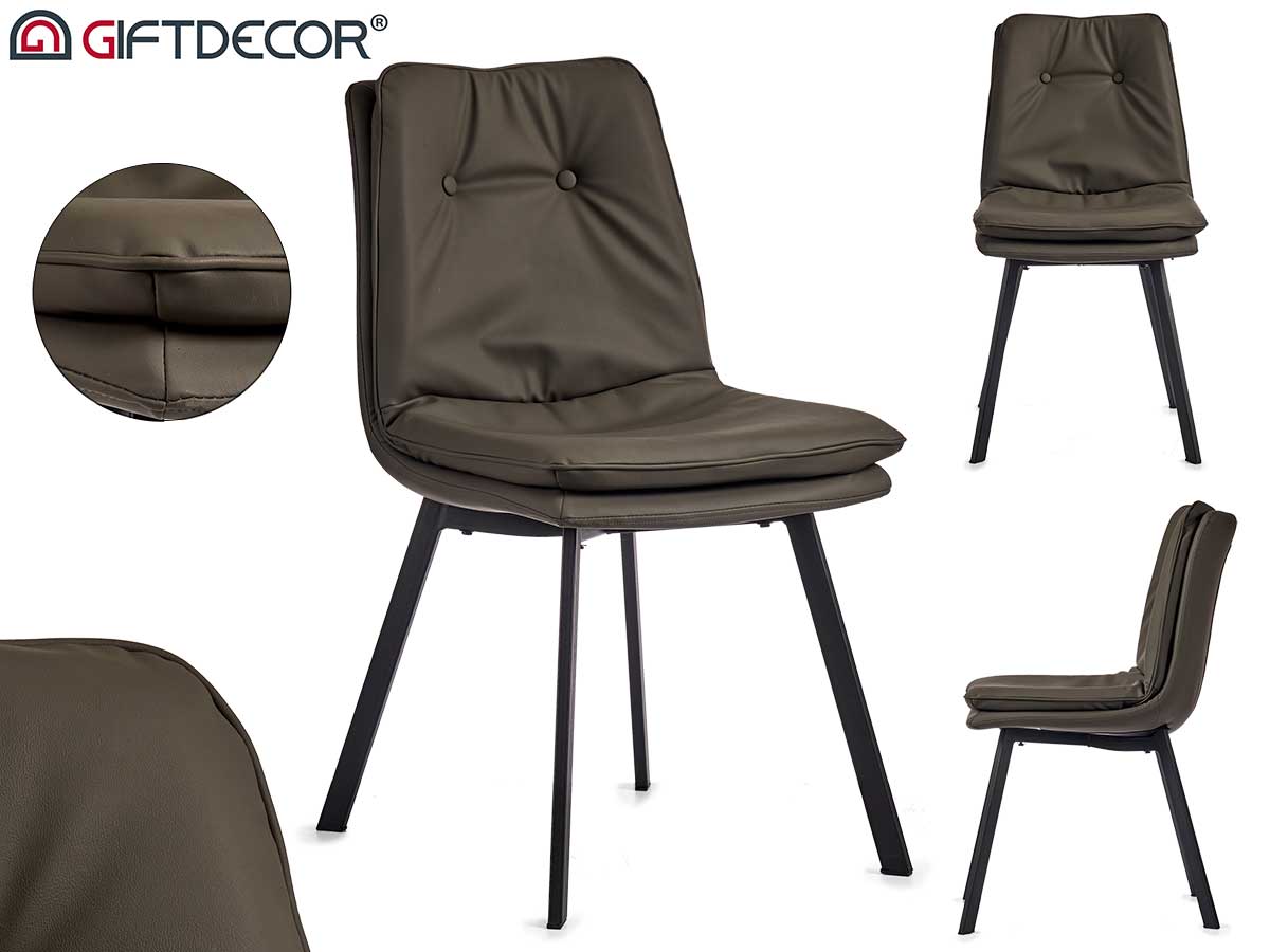 Sillon gris respaldo con botones con borde gris