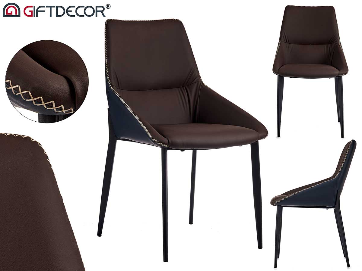 Sillon marron clasico liso con borde trenzado