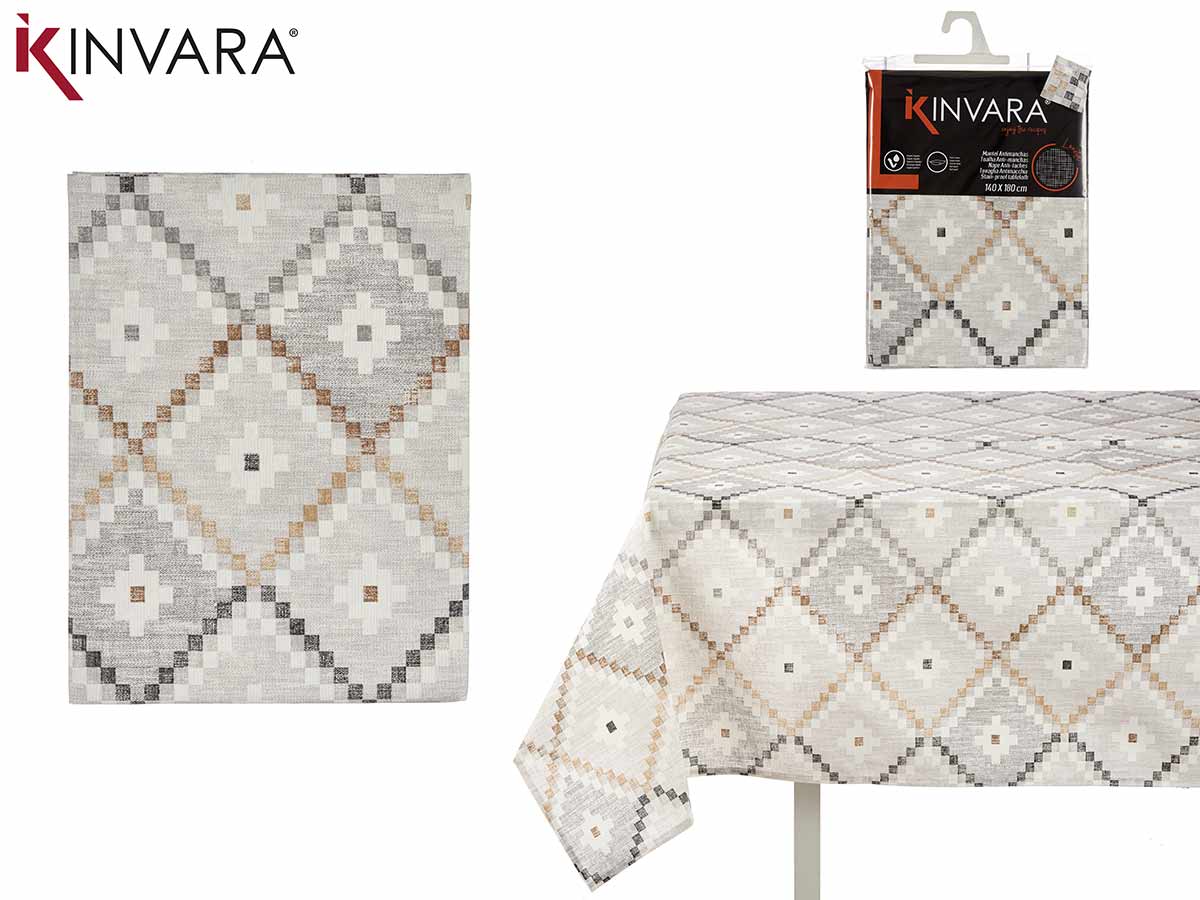 Mantel loneta antimanchas 140x180cm rombos beige