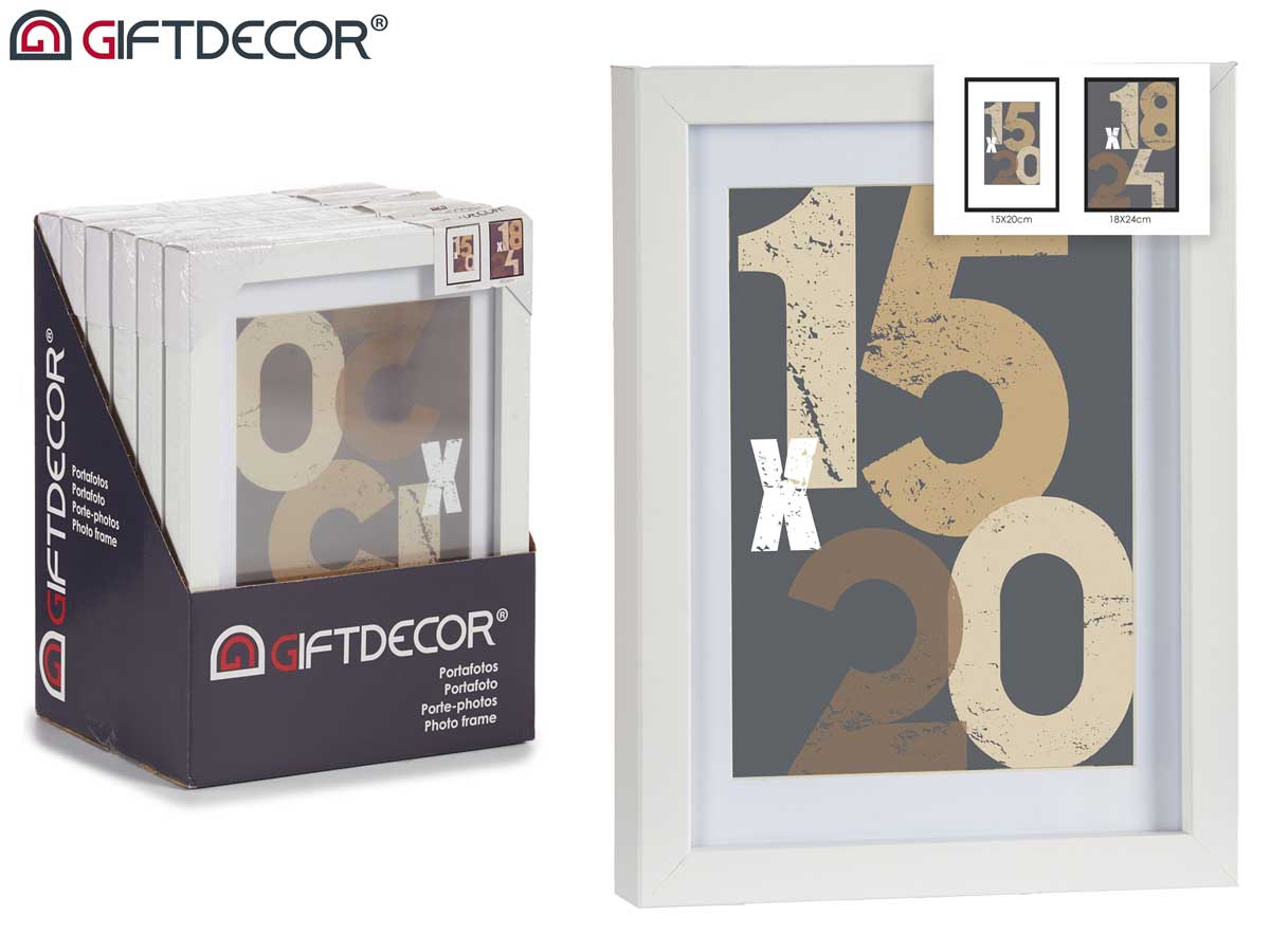 Portafoto pared madera paspartu 15x20cm blanco