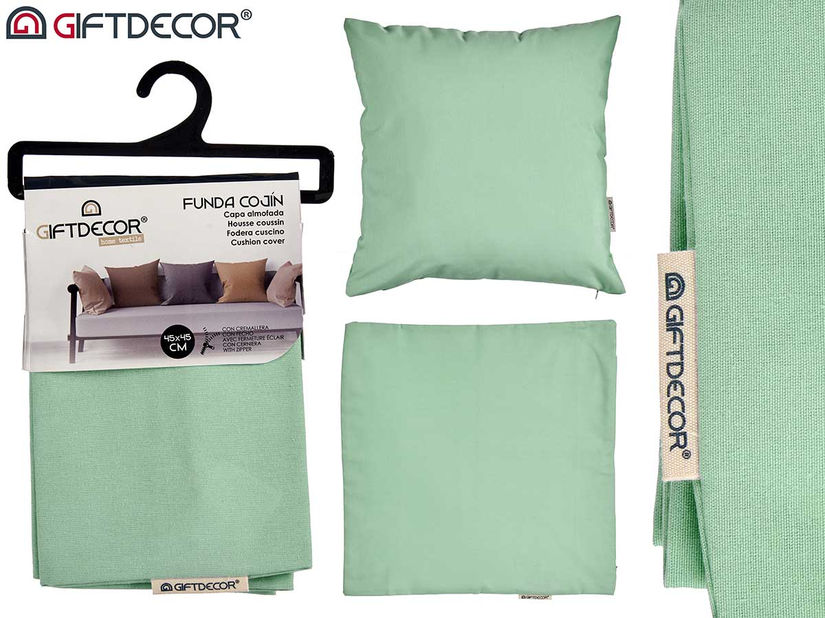 Funda cojin cremallera 45x45 verde