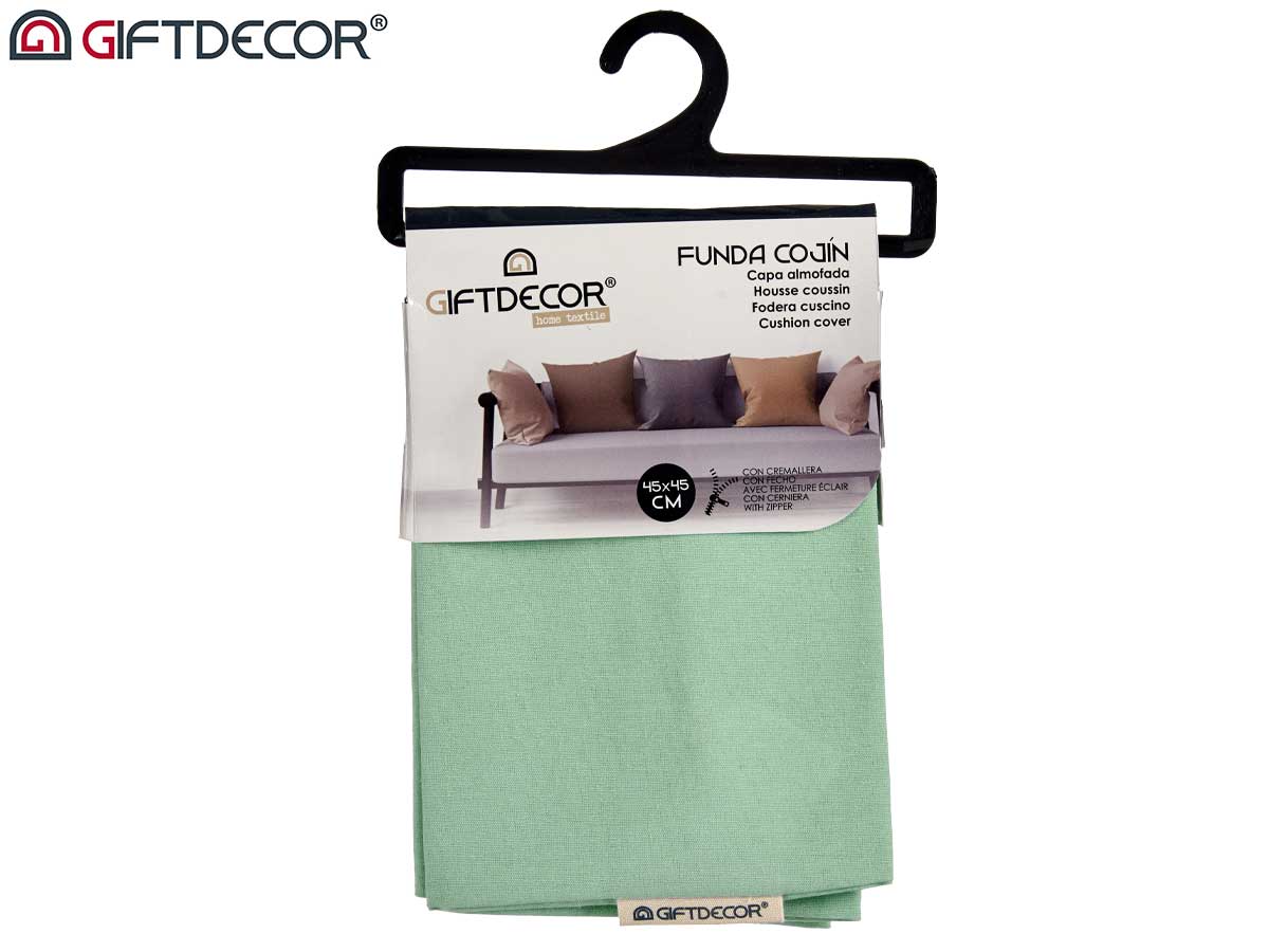 Funda cojin cremallera 45x45 verde - Imagen 3