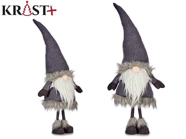 Duende de lana gris con gorro 90cm