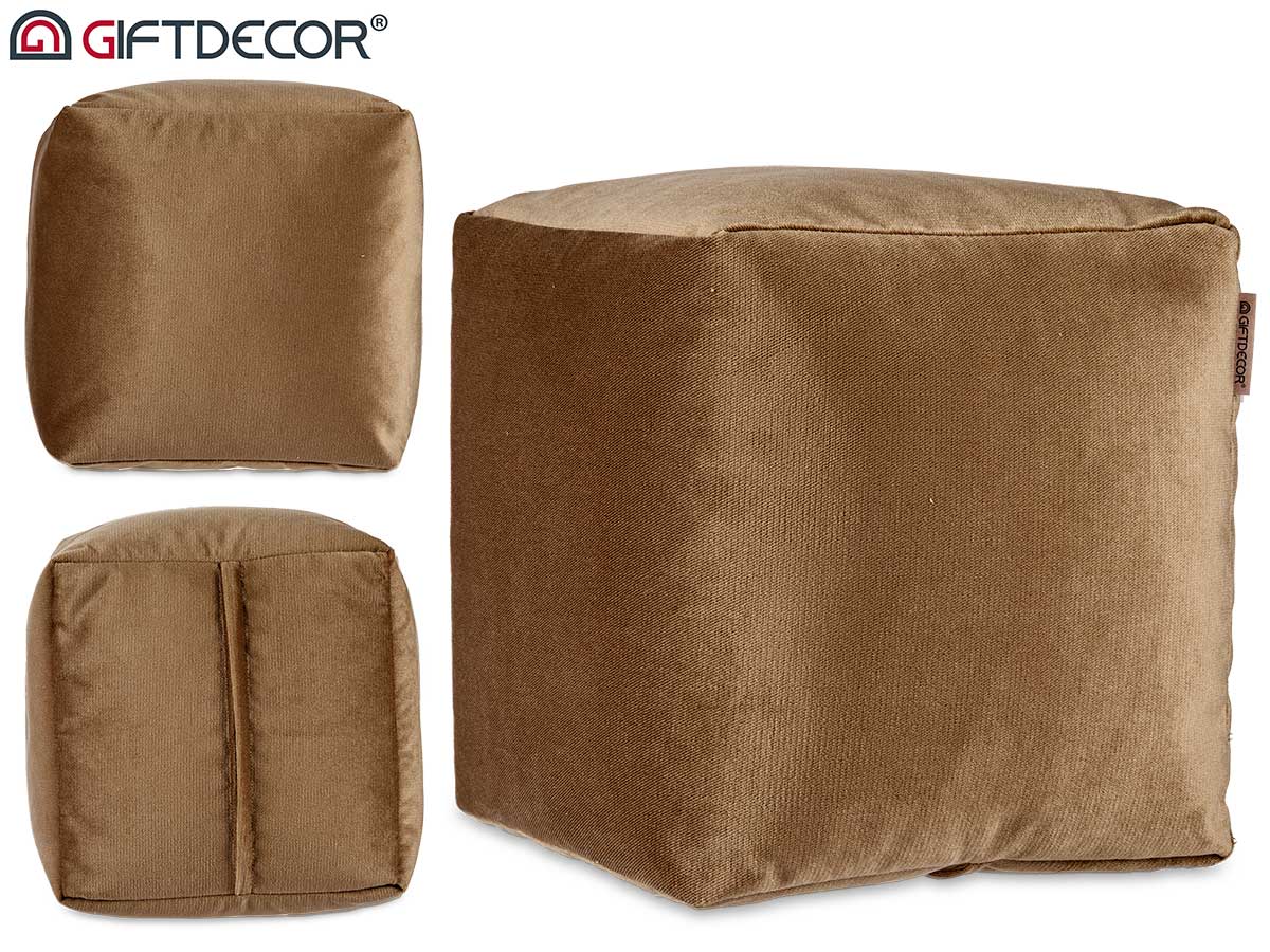 Puff cuadrado terciopelo 30x30cm marron